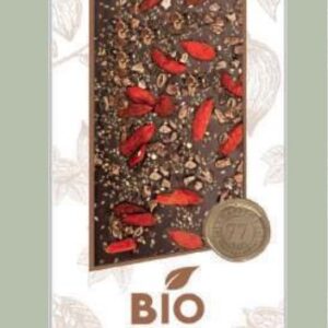 BIO - ORGANIC CHOCOLATE 100g - "Athlete's" - 70% Dark Chocolate & Goji berries, Cocoa nibs, Chia seeds