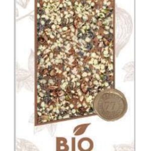 BIO - ORGANIC CHOCOLATE 100g, "Euphoria"- Milk Chocolate & Hemp-Poppy seeds, Nutmeg, Cocoa Nibs